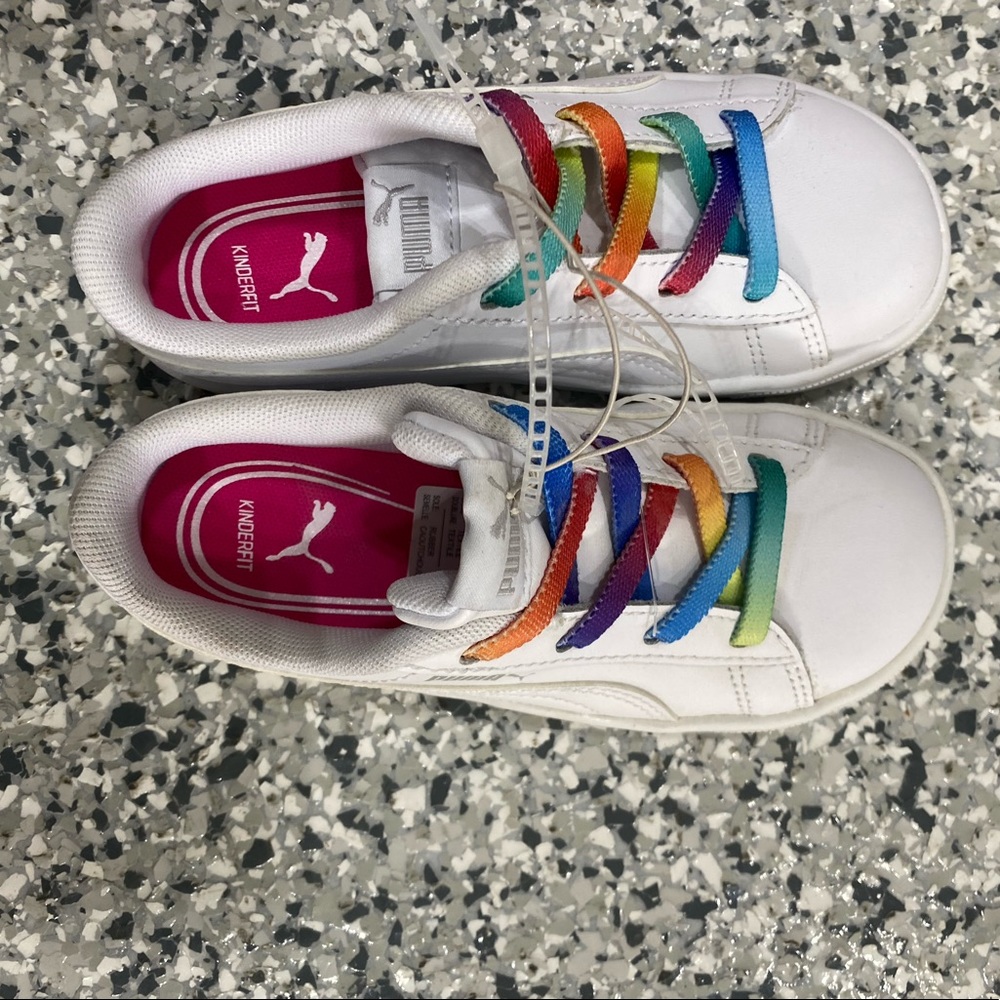 Toddler size 9 adidas rainbow laces stretch sneakers.
